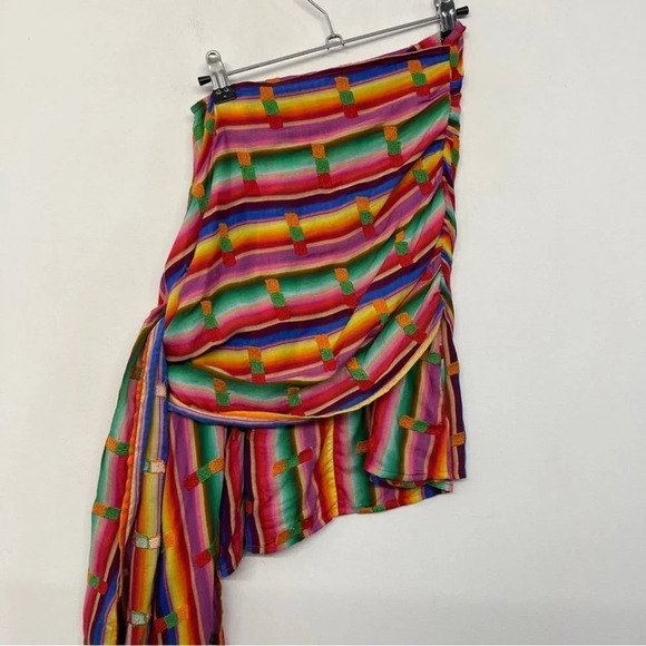 All Things Lauren Mochi Roselie Striped Draped Ties Mini Skirt Red Pink XS - Picture 8 of 15